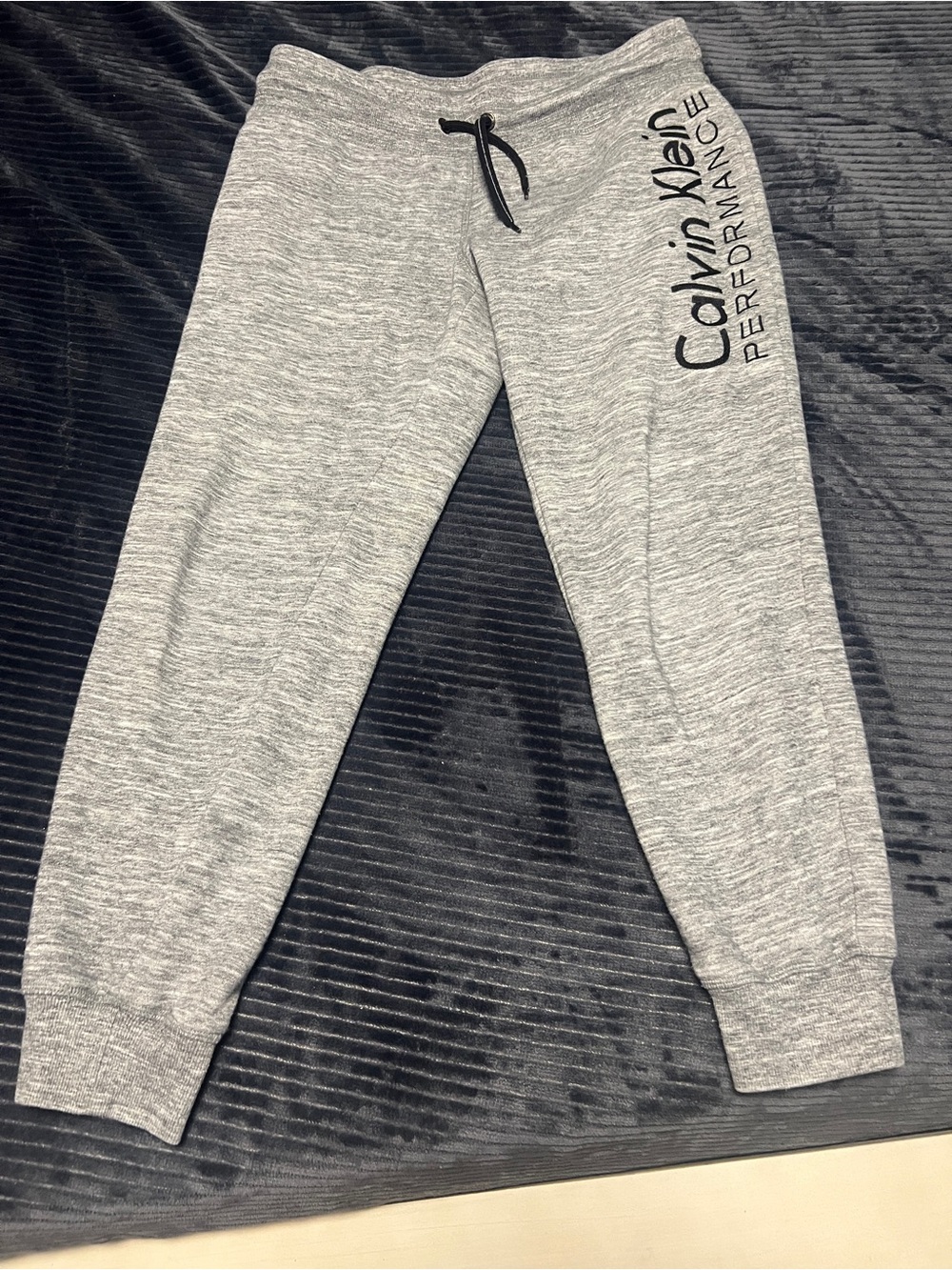 Calvin Klein Light Heather Gray Performance Joggers with Black Logo